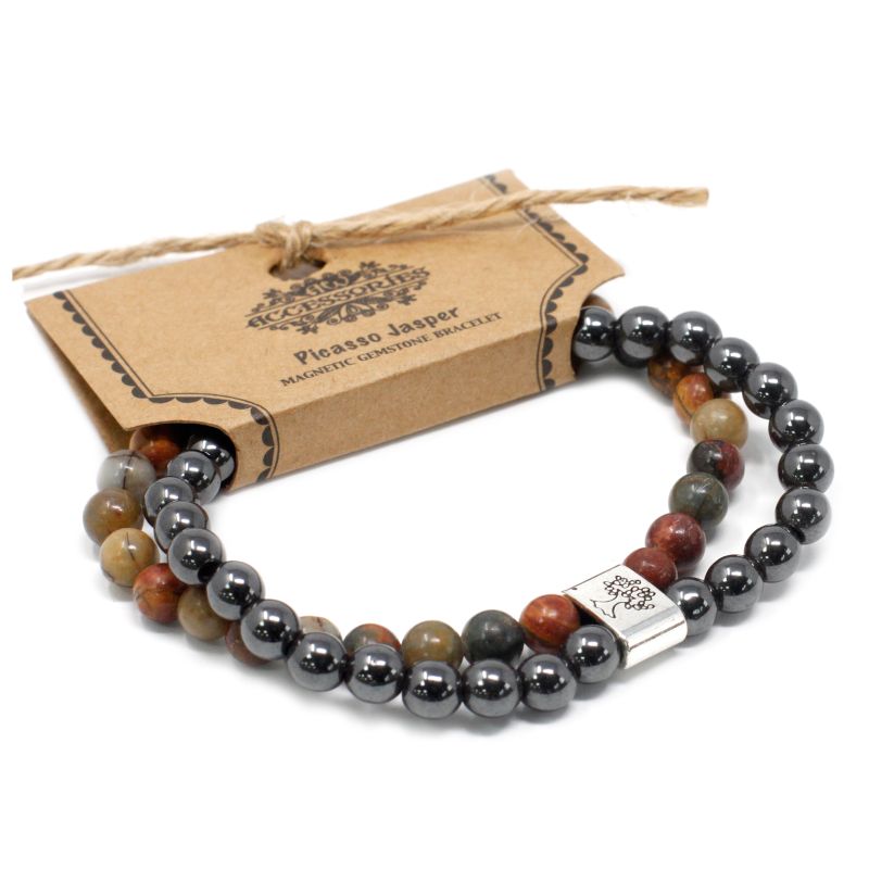 Magnetisches Edelsteinarmband- Picasso-Jaspis