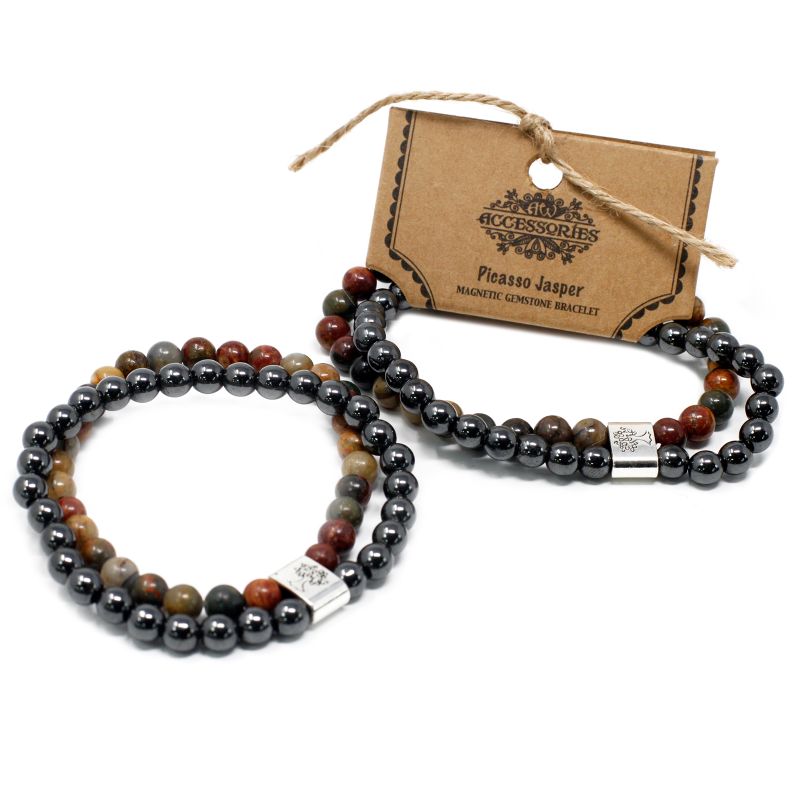 Magnetisches Edelsteinarmband- Picasso-Jaspis