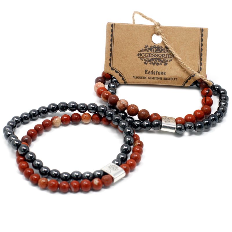 Magnetisches Edelsteinarmband- Roter Stein