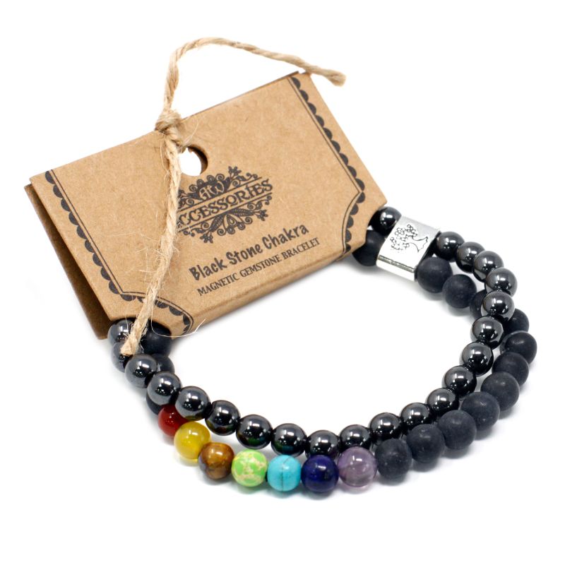 Magnetisches Edelsteinarmband -Schwarzstein-Chakra