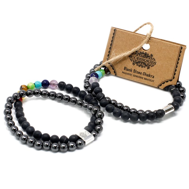 Magnetisches Edelsteinarmband -Schwarzstein-Chakra