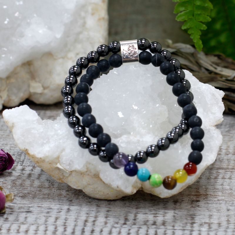 Magnetisches Edelsteinarmband -Schwarzstein-Chakra