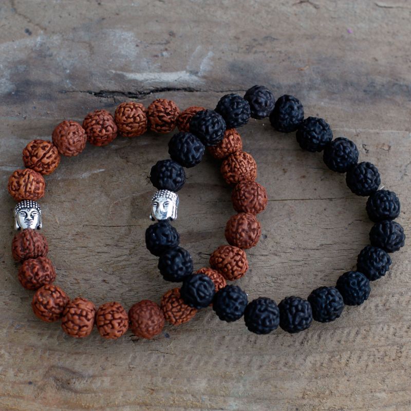 Rudraksha Buddah Bangle Mala - Dunkel