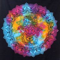 Tagesdecke aus Baumwoll / Wandbehang - Schwarzer Hamsa