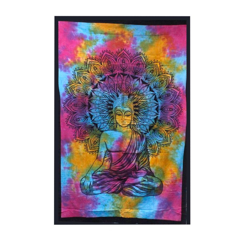 Doppelte Tagesdecke aus Baumwolle /Wandbehang - Friedlicher Buddha