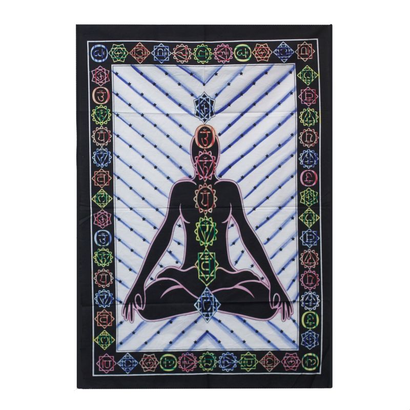 Handgemalte Baumwoll-Wandtücher - Chakra Buddha
