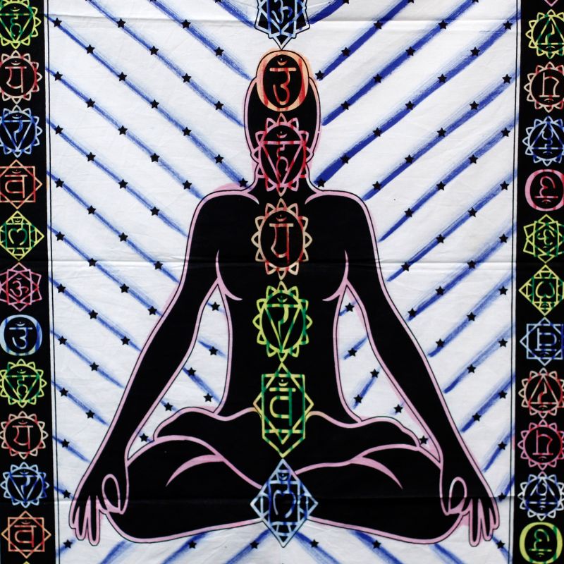 Handgemalte Baumwoll-Wandtücher - Chakra Buddha