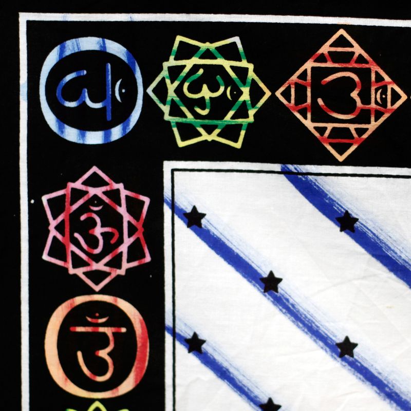 Handgemalte Baumwoll-Wandtücher - Chakra Buddha