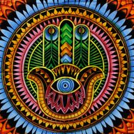 Handgemalte Baumwoll-Wandtücher- Hamsa
