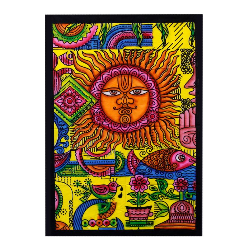 Handgemalte Baumwoll-Wandtücher- Sonne
