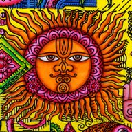 Handgemalte Baumwoll-Wandtücher- Sonne