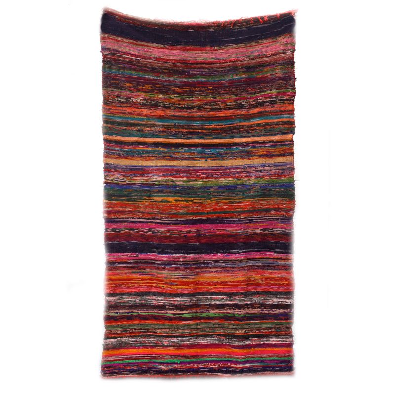 150 x 90cm Luxus-Flickenteppich - Rot- Rot