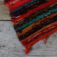 152 x 90cm Luxus-Flickenteppich - Rot - Orange