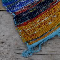 153 x 90cm Luxus-Flickenteppich - Rot - Blau