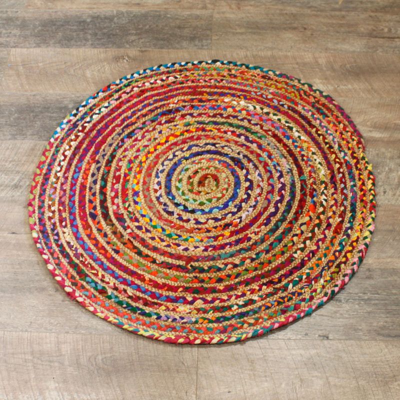 Runder Jutebaumwollteppich -  90 cm