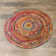 Runder Jutebaumwollteppich -  90 cm