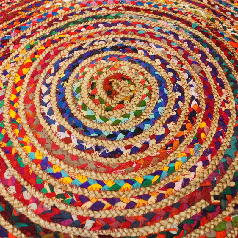Runder Jutebaumwollteppich -  90 cm