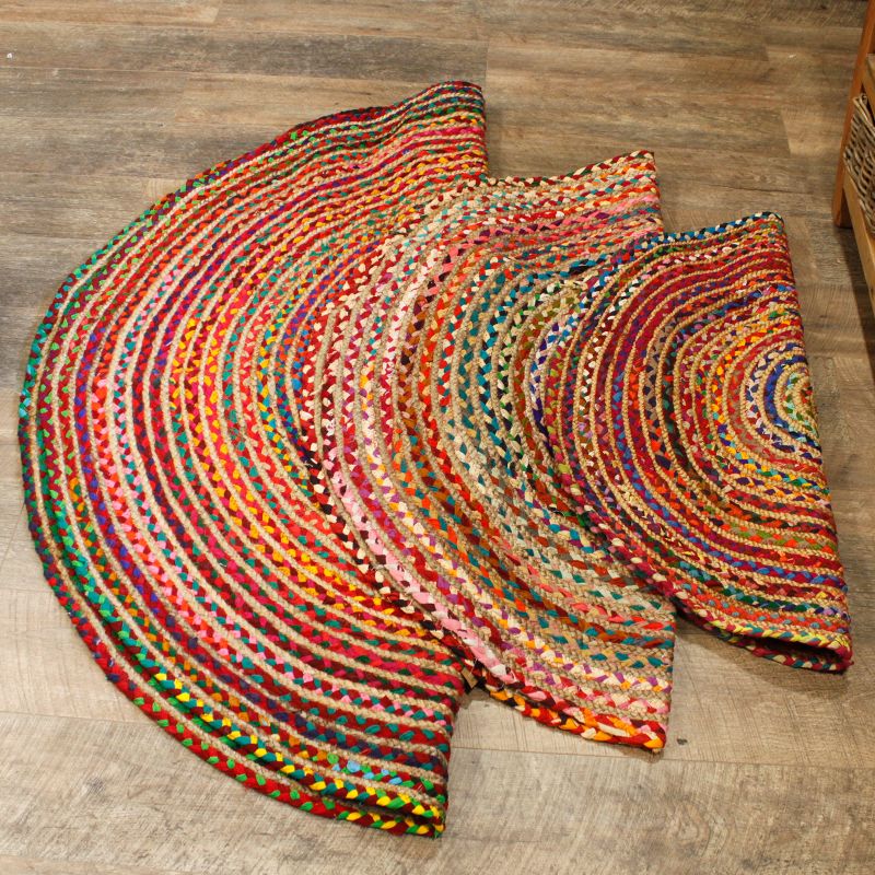 Runder Jutebaumwollteppich -  90 cm