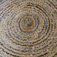 Runder Teppich aus Jute und Recycling Denim - 150 cm