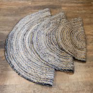 Runder Teppich aus Jute und Recycling Denim - 150 cm