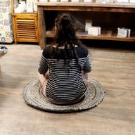 Runder Teppich aus Jute und Recycling Denim -90 cm