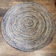 Runder Teppich aus Jute und Recycling Denim - 150 cm