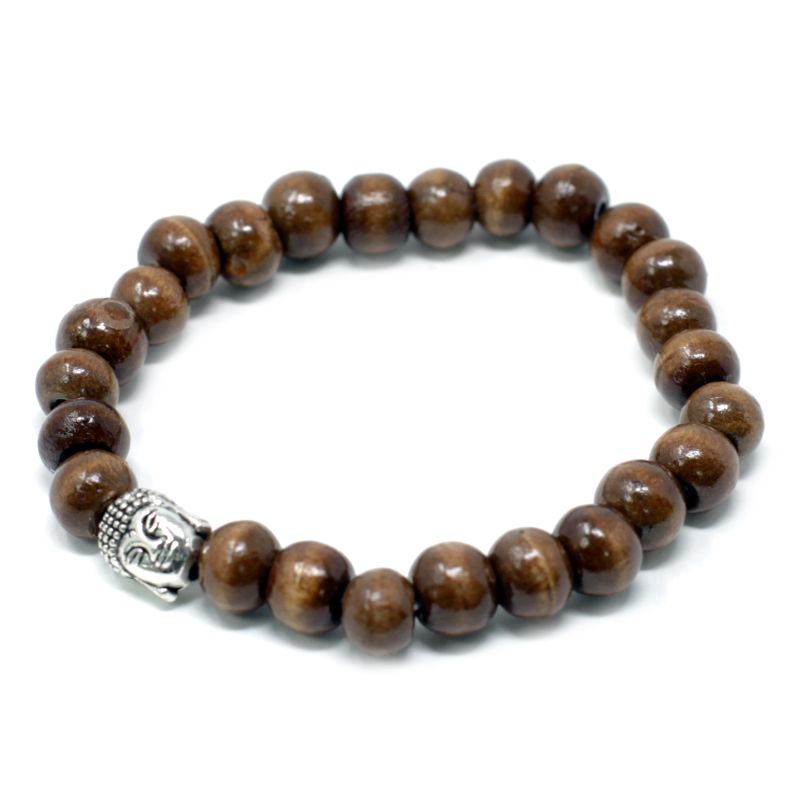 Braune Perlen und Buddha-Armreif