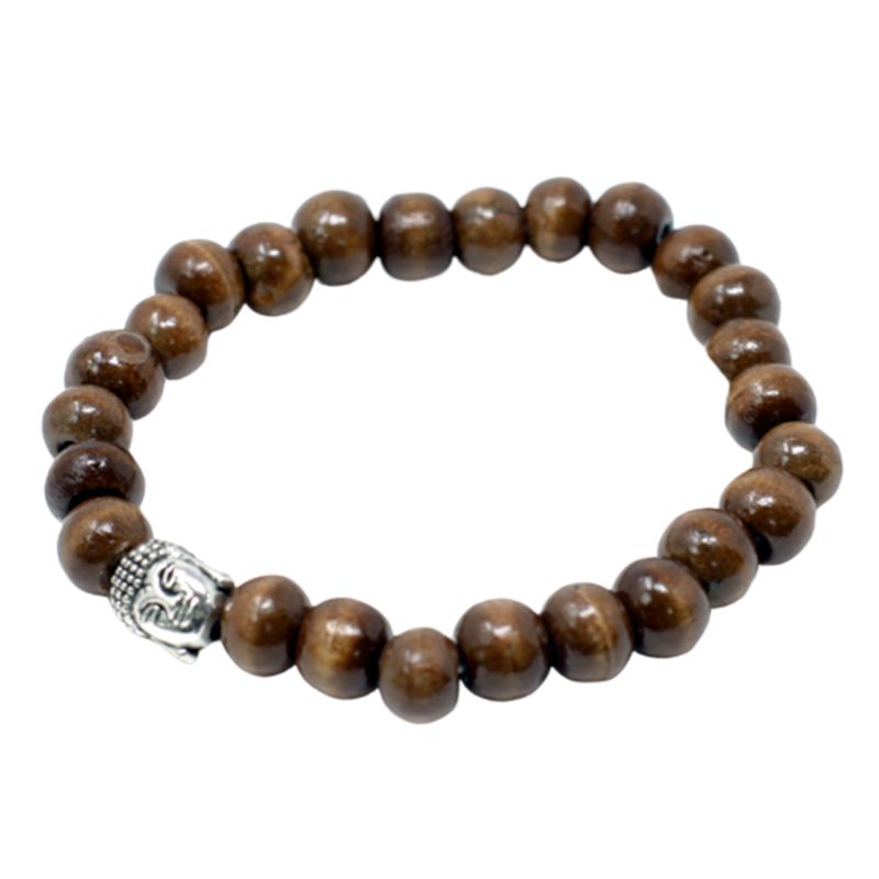 Braune Perlen und Buddha-Armreif
