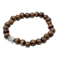Braune Perlen und Buddha-Armreif