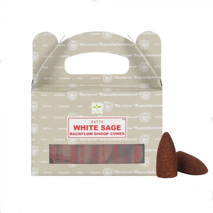 Satya Backflow Räucherkegel - White Sage (24 Stück)