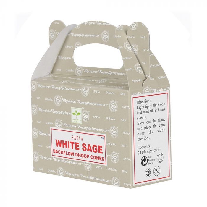 Satya Backflow Räucherkegel - White Sage (24 Stück)