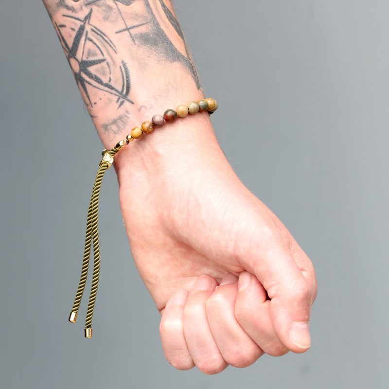 18K Vergoldetes Edelstein Schnurarmband - Picasso-Jaspis