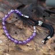 925 Versilbert Edelstein Schnurarmband  - Amethyst
