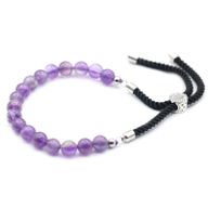 925 Versilbert Edelstein Schnurarmband  - Amethyst