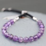 925 Versilbert Edelstein Schnurarmband  - Amethyst