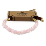 18K Vergoldetes Edelstein-Schnurarmband - Rosenquarz