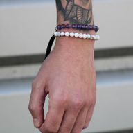 925 Versilbert Edelstein  Schnurarmband - Weißer Howlith