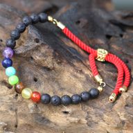 18K Vergoldetes Edelstein-Schnurarmband - Lavastein Chakra