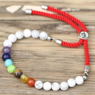 925 Versilbert Edelstein Royal Schnurarmband  - Weißer Howlith Chakra