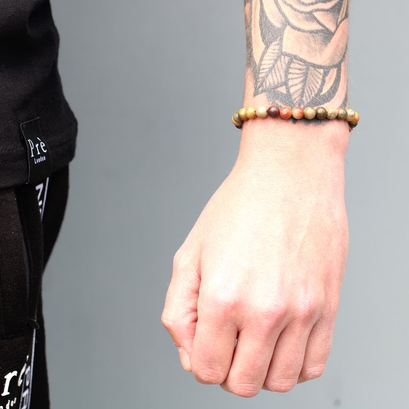 18K Vergoldetes Edelstein-Schnurarmbandt - Tigerauge