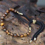 18K Vergoldetes Edelstein-Schnurarmbandt - Tigerauge