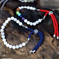 925 Versilbert Edelstein  Schnurarmband - Dalmatiner Jaspis