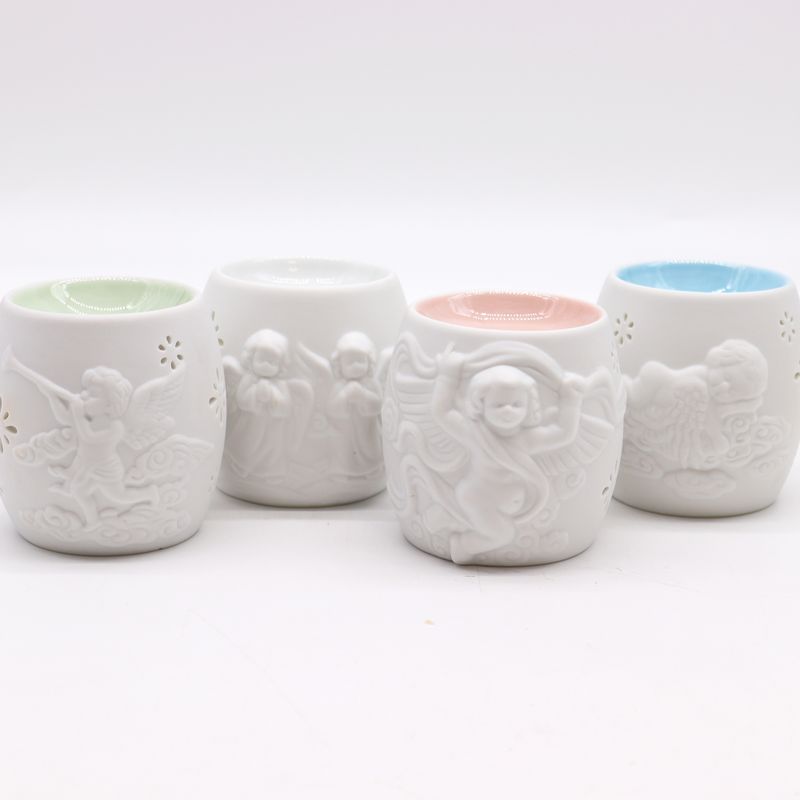Klassische weiße Aromalampe - Verschiedene Designs mit Engeln