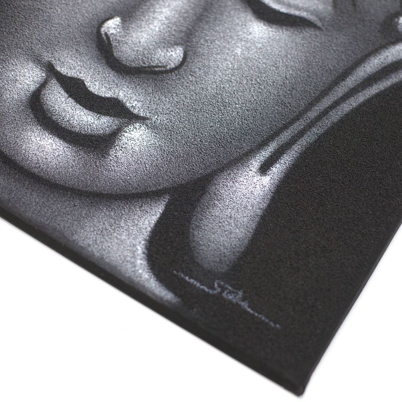 Buddha Gemälde -  Grau - Sand-Finish