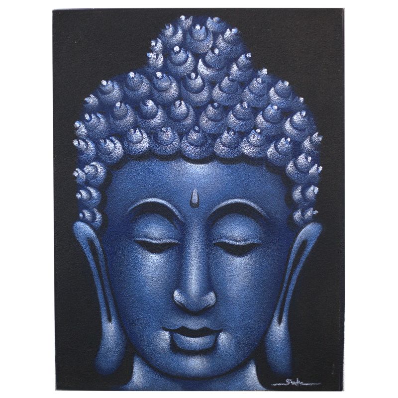 Buddha Gemälde - Blau - Sand-Finish
