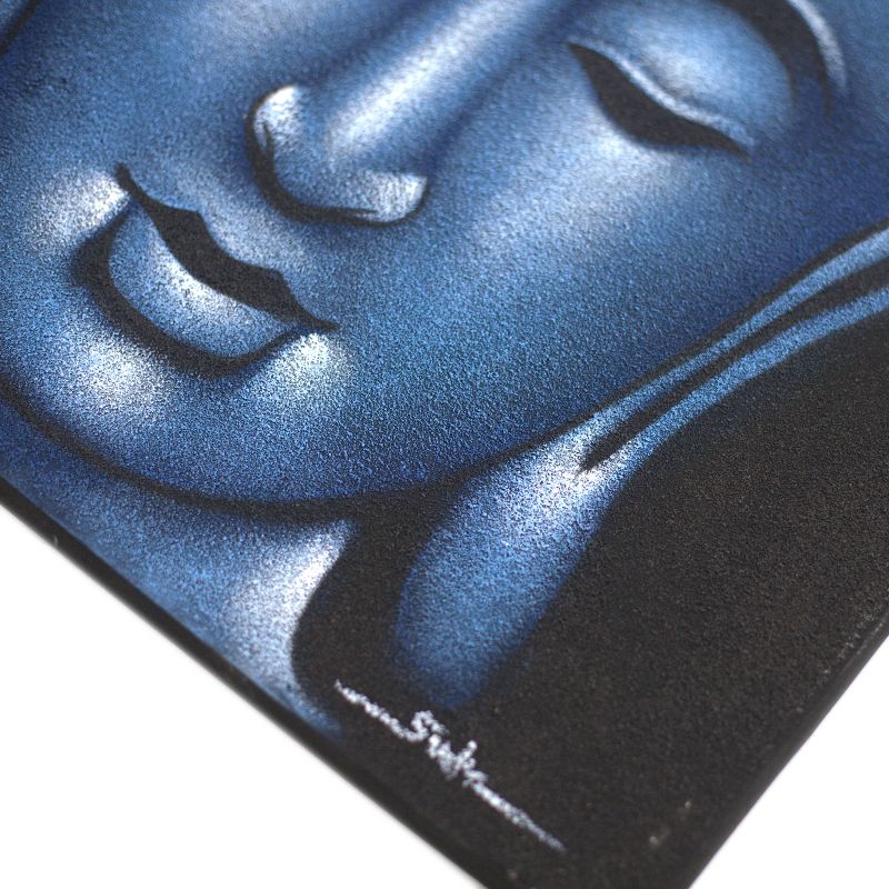 Buddha Gemälde - Blau - Sand-Finish