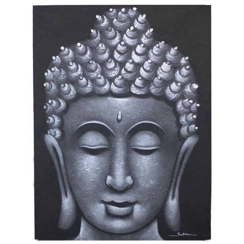 Buddha Gemälde - Grau - Brokatdetail