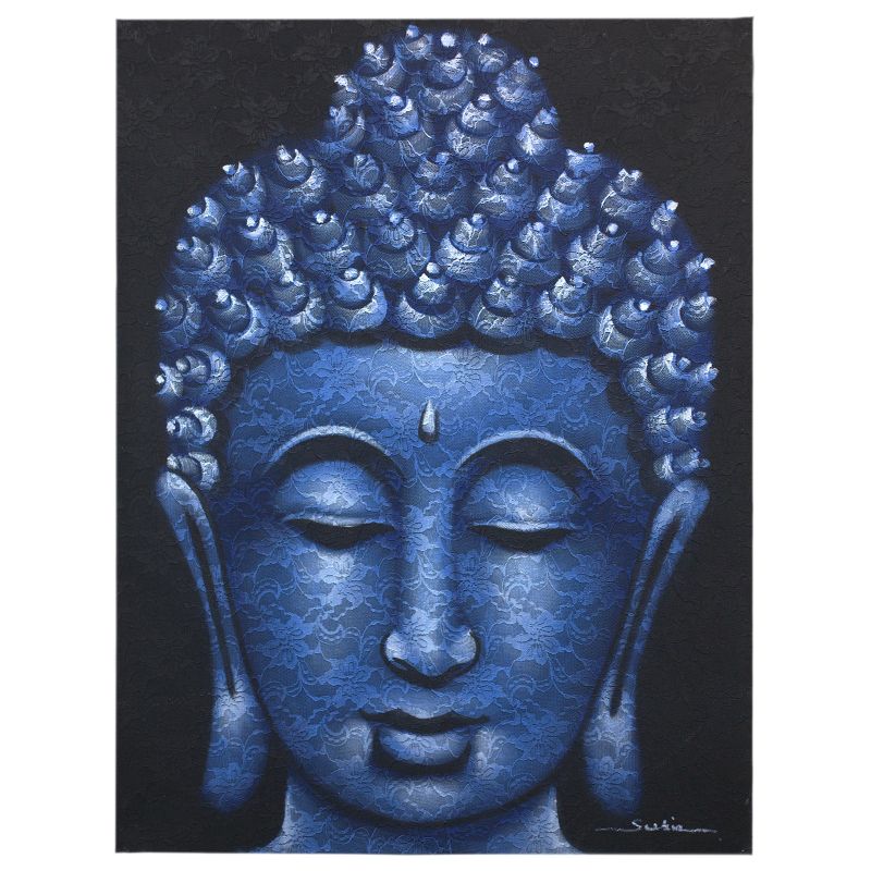 Buddha Gemälde - Blau - Brokatdetail