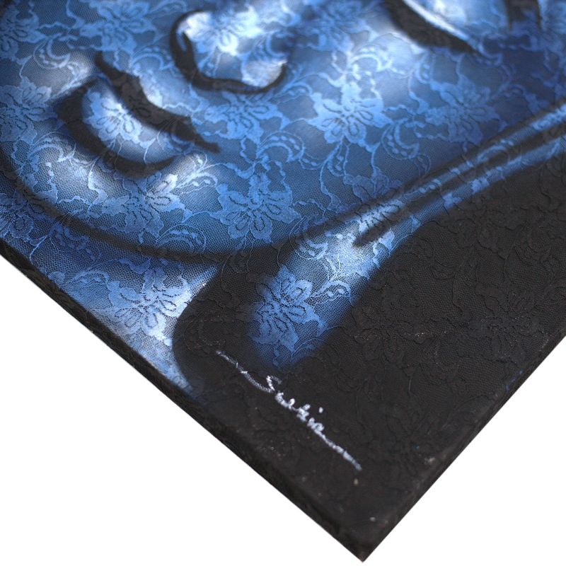 Buddha Gemälde - Blau - Brokatdetail