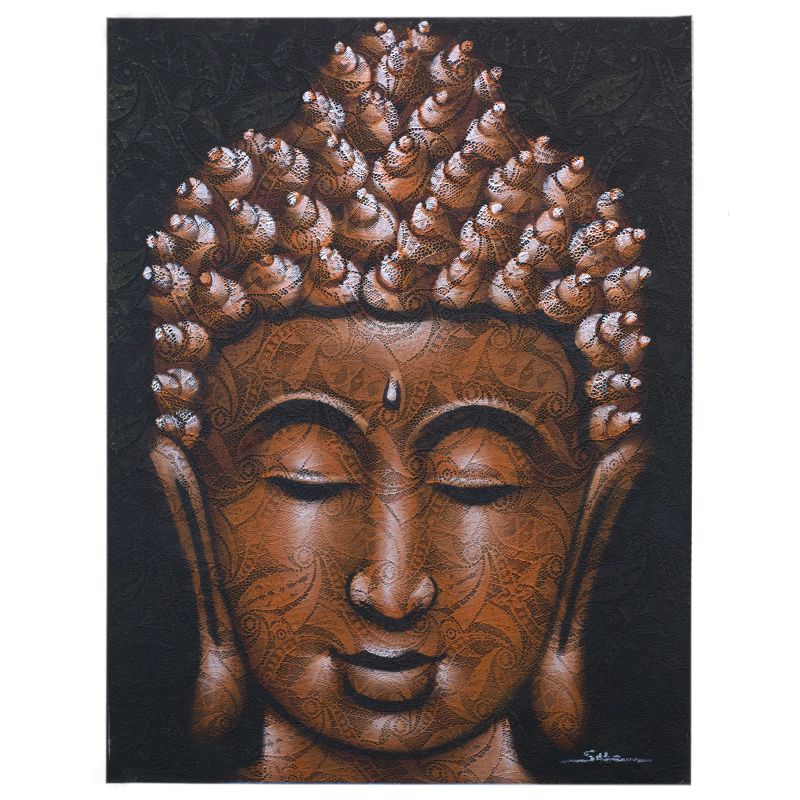 Buddha Gemälde - Kupfer - Brokatdetail